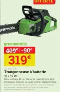 Greenworks tronçonneuse à batterie