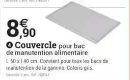 Couvercle pour bac de manutention alimentaire