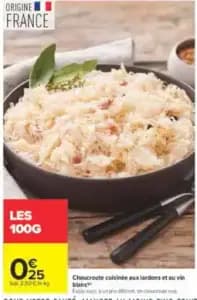 Choucroute cuisinée aux lardons et au vin blanc