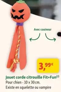 Fit+fun jouet corde citrouille squelette