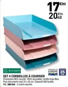 Exacompta - set 4 corbeilles à courrier