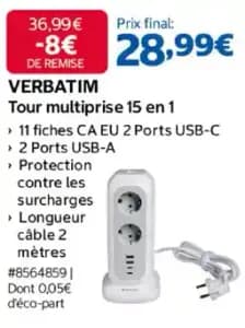 VERBATIM Tour multiprise 15 en 1
