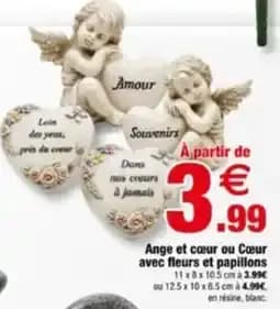 Ange et cœur ou Cœur avec fleurs et papillons