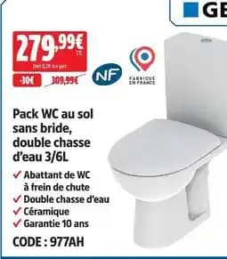 Geberit pack wc au sol sans bride, double chasse d’eau 3/6l