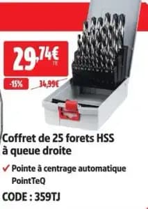 Coffret de 25 forets hss à queue droite
