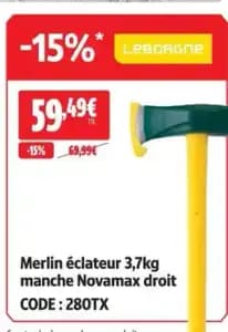 Leborgne merlin éclateur 3,7kg manche novamax droit