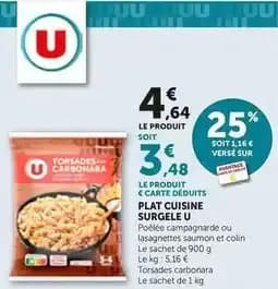 U - plat cuisine surgele