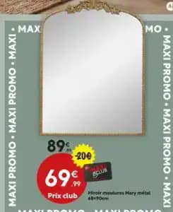 Miroir moulures mary métal