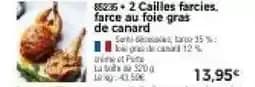 2 Cailles farcies farce au foie gras de canard