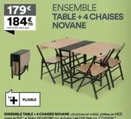 Novane table + 4 chaises