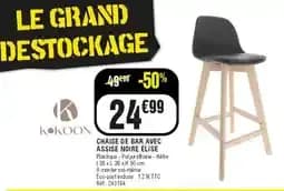 Kokoon Chaise de Bar Avec Assise Noire Élise