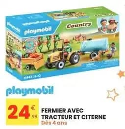 Playmobil - fermier avec tracteur et citerne