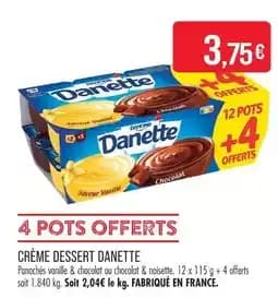 Danette crème dessert pangachés vanille & chocolat & noisette
