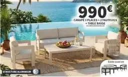 Canape 3 places + 2 fauteuils + table basse