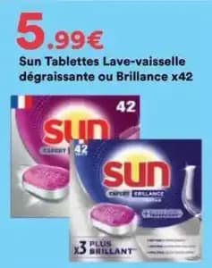 Sun - tablettes lave-vaisselle dégraissante ou brillance x42