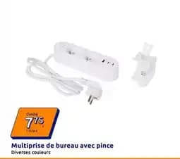 Multiprise de bureau avec pince