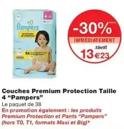 Pampers Couches Premium Protection Taille 4