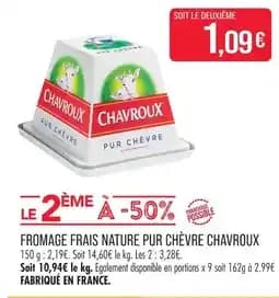 Chavroux fromage frais nature pur chèvre