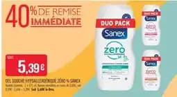 Sanex gel douche hypoallergénique zéro %