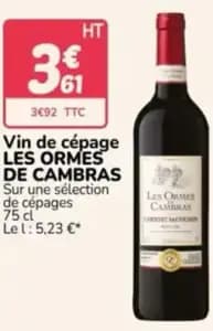 Les ormes de cambras vin de cepage
