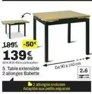 Table extensible 2 allonges babette