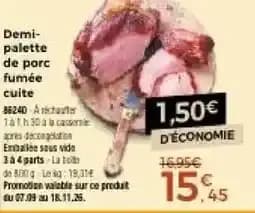 Demi-palette de porc fumée cuite