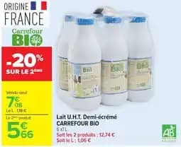 Carrefour Bio Lait U.H.T. Demi-écrémé