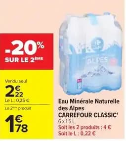 Carrefour Classic Eau Minérale Naturelle des Alpes