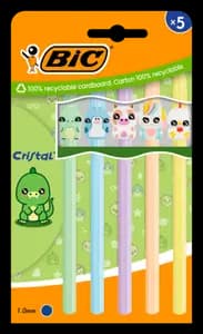 5 STYLOS À BILLE BIC CRISTAL FIGURINES