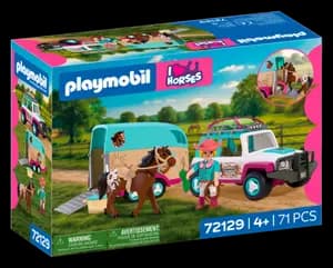 VéHICULE AVEC REMORQUE à CHEVAUX - PLAYMOBIL