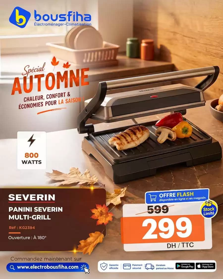 PANINI SEVERIN MULTI-GRILL Réf : KG2394 800 WATTS Ouverture : À 180°