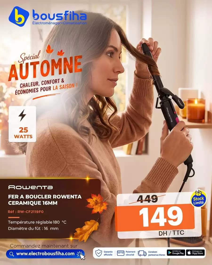 Fer A Boucler Rowenta Ceramique 16mm Réf : Rw-Cf2119f0