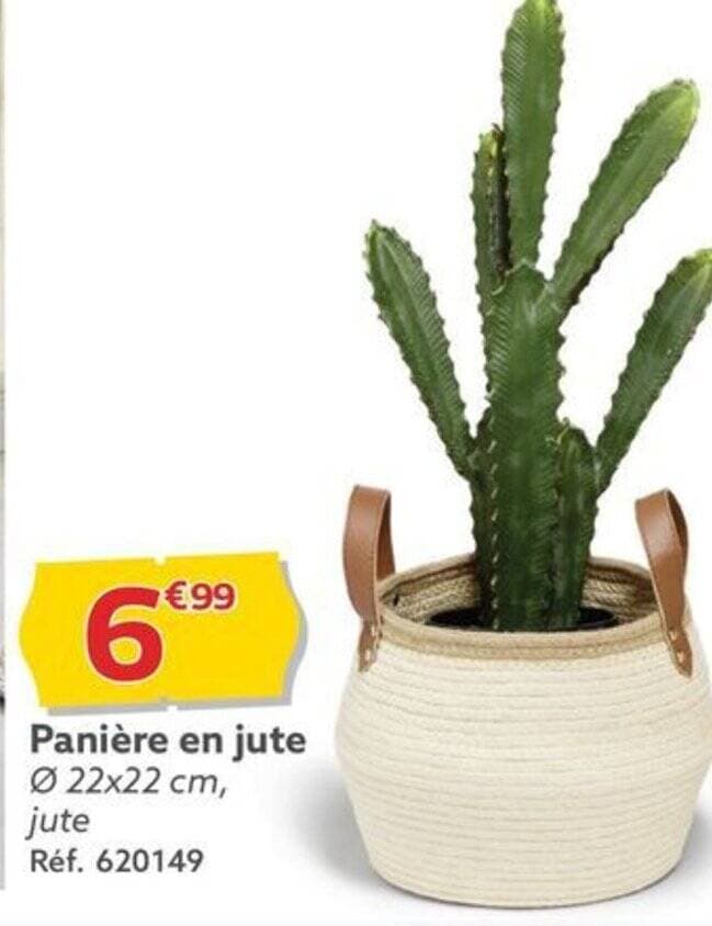 Panière en jute Ø 22x22 cm,