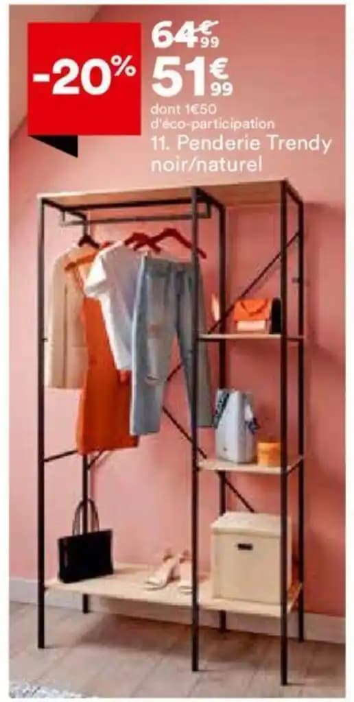 Penderie Trendy noir/naturel