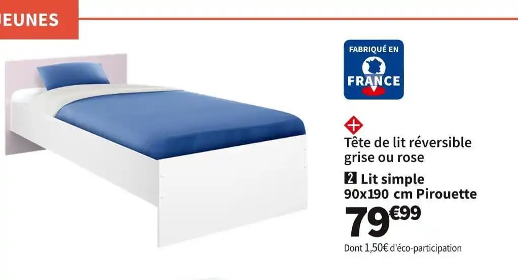 Lit simple 90x190 cm