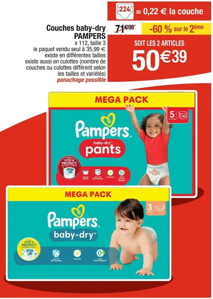 PAMPERS Couches baby-dry