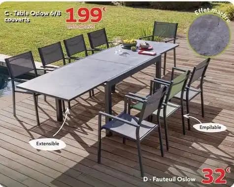 Table oslow 6/8 couverts