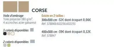 Corse voile d'ombrage