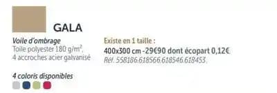 Gala voile d'ombrage