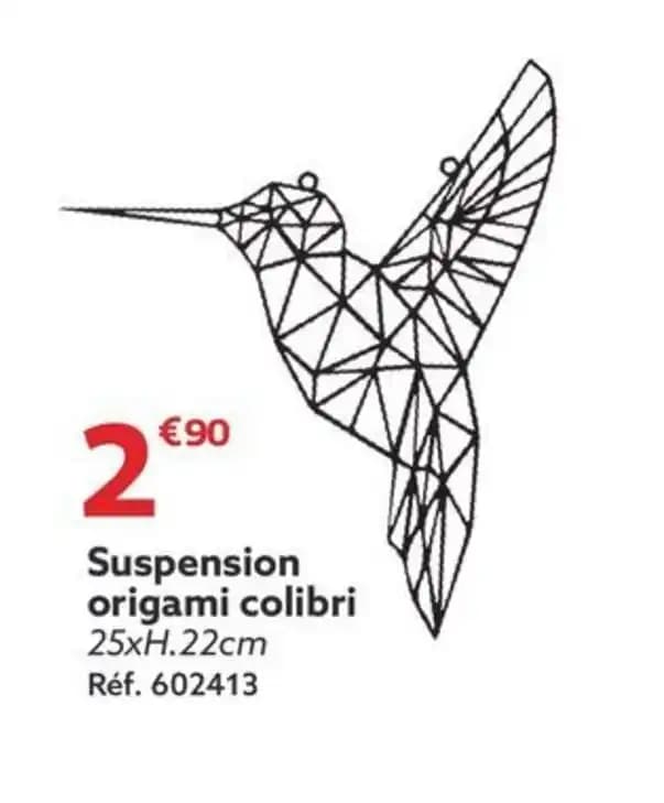 Suspension origami colibri