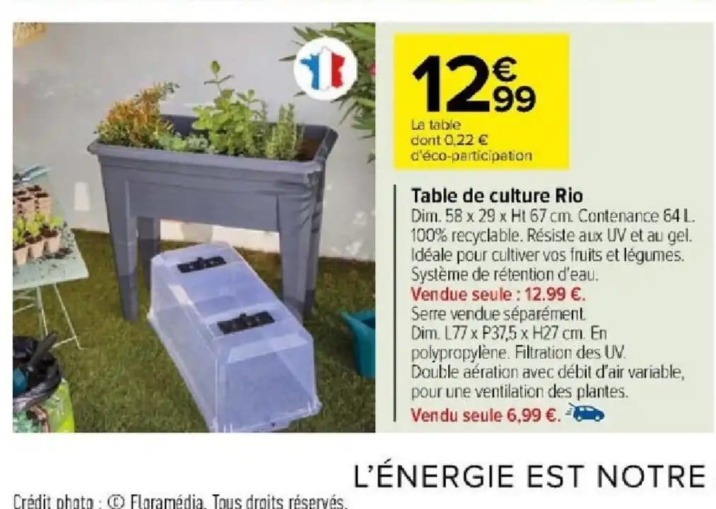 Table de culture Rio