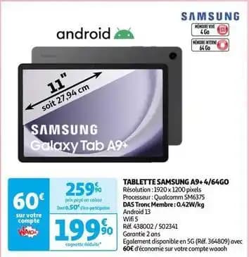 Samsung - tablette a9+4/64go