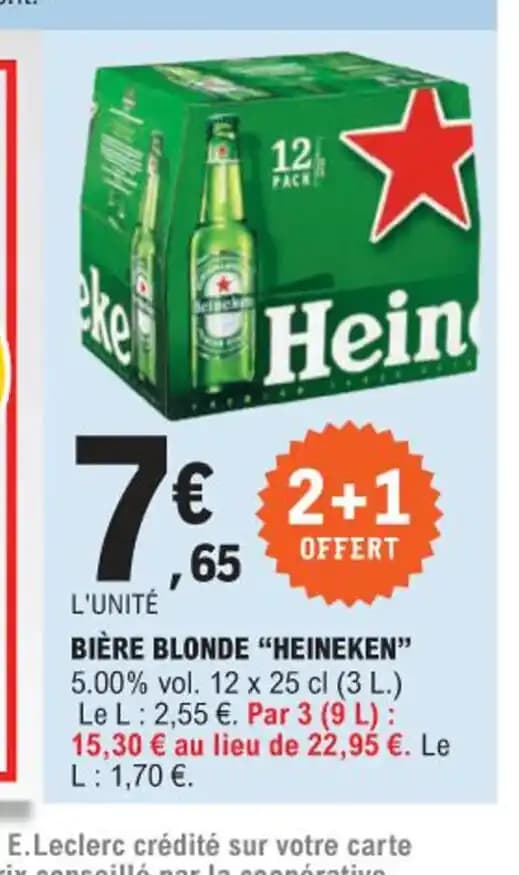 BIÈRE BLONDE "HEINEKEN