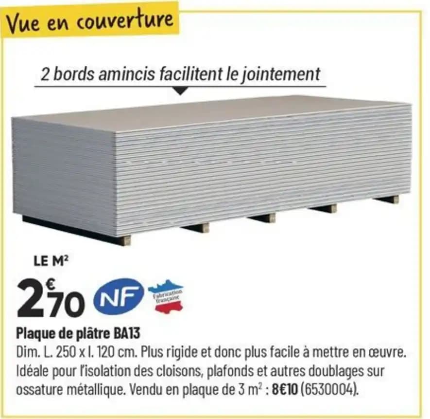 Plaque de plâtre BA13