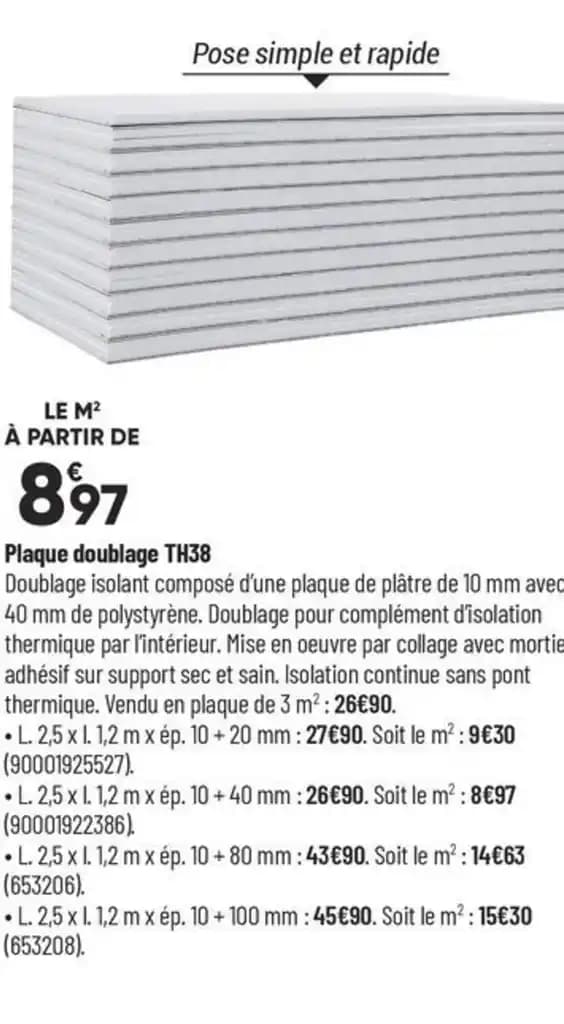 Plaque doublage TH38