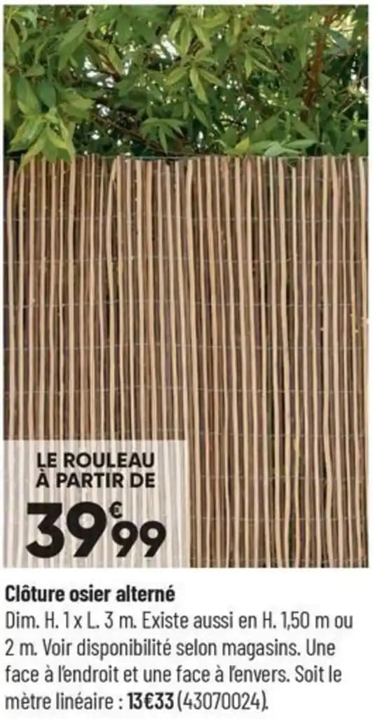 Clôture osier alterné