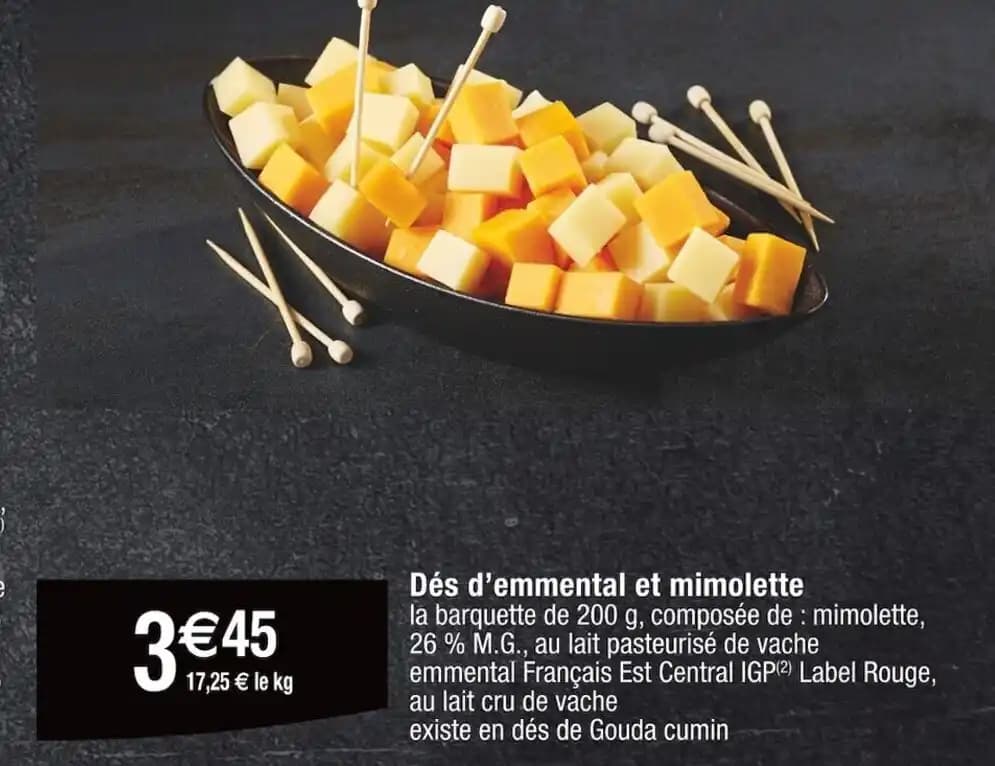 Dés d'emmental et mimolette
