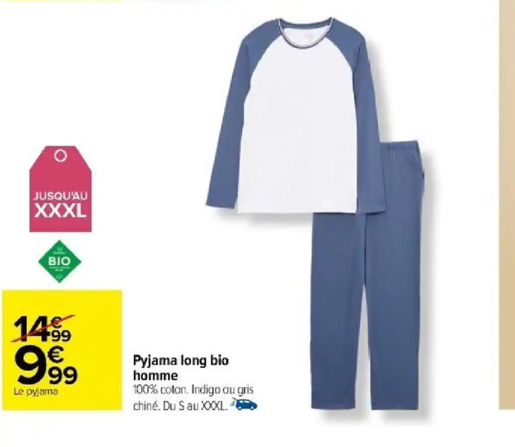 Pyjama long bio homme