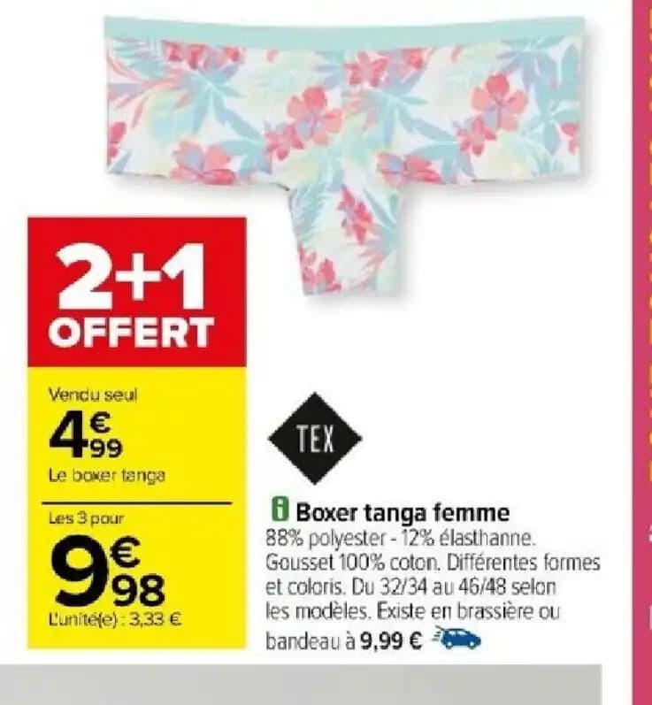 Boxer tanga femme
