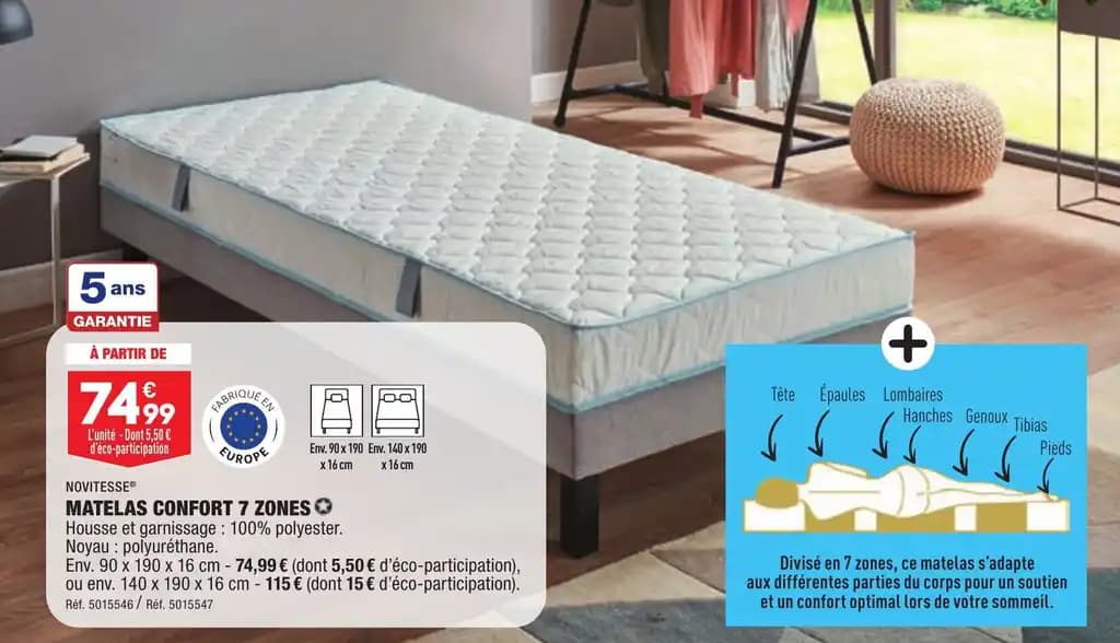 MATELAS CONFORT 7 ZONES ✪